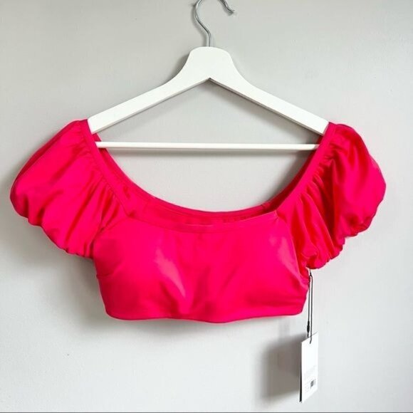 Knix NWT Puffed sleeves bikini top in red - Picture 3 of 9